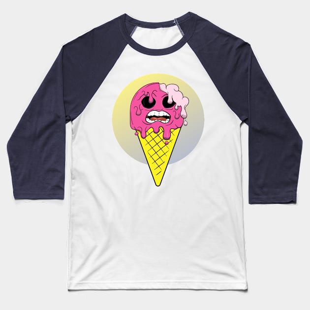 Scary ice-cream Baseball T-Shirt by SnazzyCrew